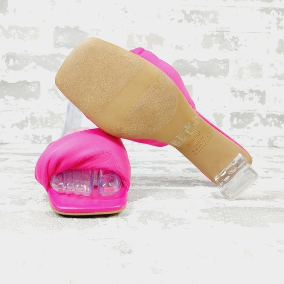 New Open Edit Cleo Pink Twisted Vamp Clear Heel Slide Sandals T191 - Picture 11 of 14